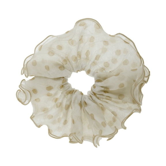 Unique Bargains 1 Pc Scrunchie Fashion Polka Dot Hair Elastics Brown