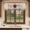 thumbnail image 6 of Red Texas Star Rustic Curtain Valances for Windows, Kitchen Valance Window Treatments Panel 2 Pack, Farmhouse Berry Brown Wooden Rod Pocket Short Curtains for Bathroom Bedroom 42 x 18 Inch, 6 of 8