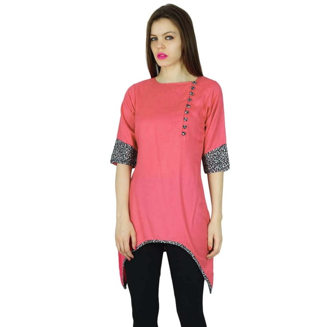 Phagun Kurti Indien Rose Haut Kurta Designer Femme Tunique Décontractée en Rayonne