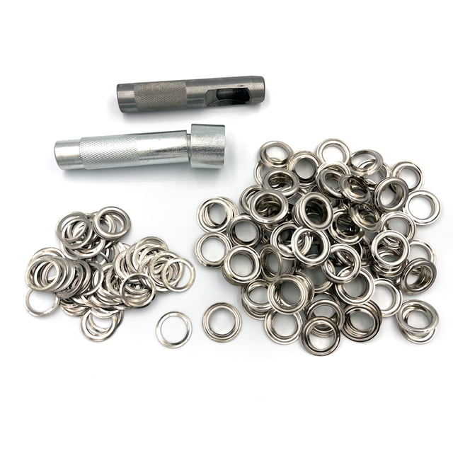 Eyelet Punch Tool + Hole Punch + 100 Sets Silver Eyelets Grommet DIY Leather Craft Tools Set