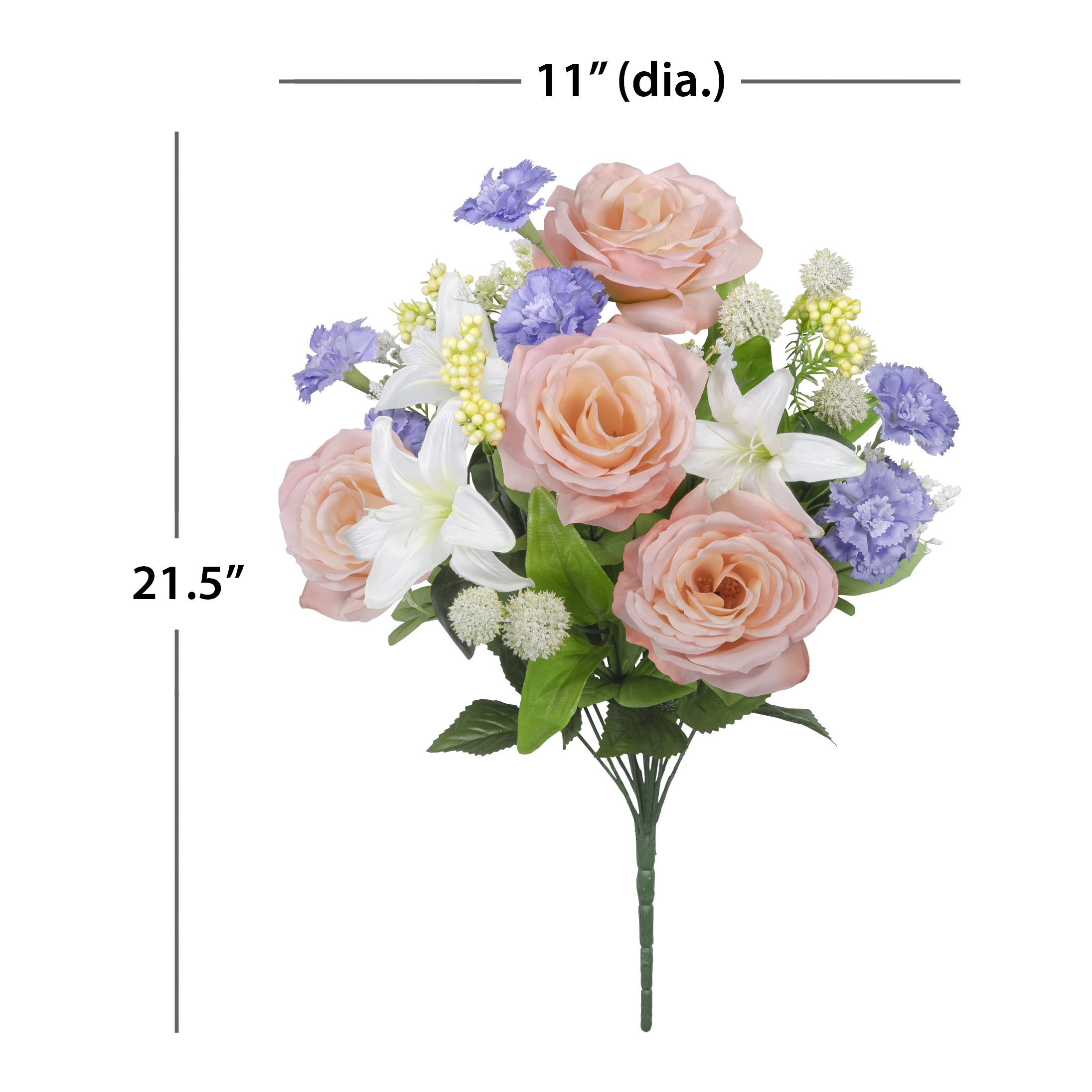21.5-inch Artificial Silk Coral & Cream Rose & Lily Mixed Spring Bouquet, for Indoor Use, by Mainstays - image 5 of 5