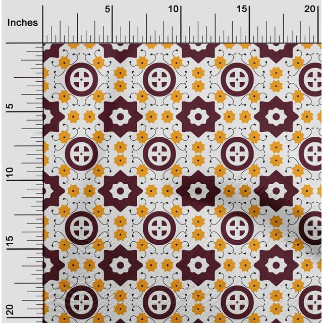 oneOone Cotton Flex Maroon Fabric Geometric Block Sewing Craft Projects Fabric Prints By Yard 40 Inch Wide