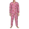 thumbnail image 3 of Salouo Watermelon Print Button-Front Long Sleeve Pajama Set for Men, Soft 2Pjs Men's Long Sleeve Sleepwear-Small, 3 of 7