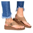 thumbnail image 6 of yinguo wedge thong sandals sling-back sandals for women with arch support cushion flip flop casual fashion women's sandals khaki size 7, 6 of 6