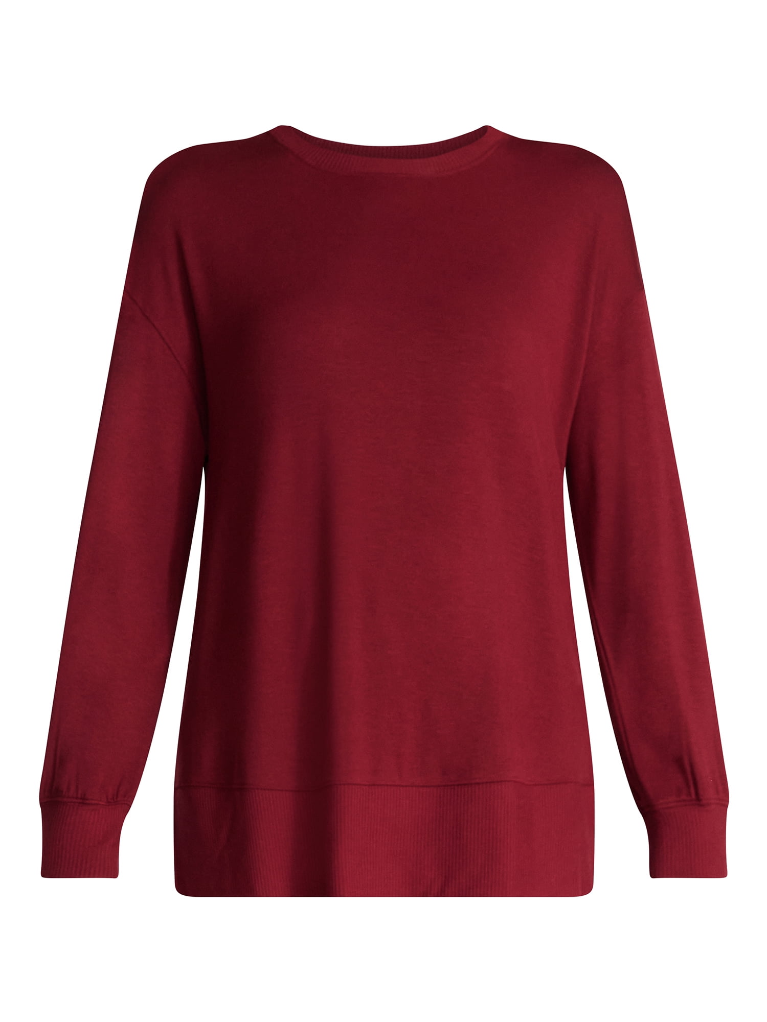 Time and Tru Women's French Terry Tunic Top with Long Sleeves, Sizes XS-XXXL