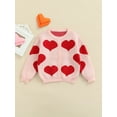 thumbnail image 2 of Kiapeise Toddler Kids Girls Valentine's Day Knit Cardigan Red Hearts Print Sweet Sweater Button Down Princess Top Pink, 2 of 7