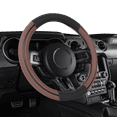 thumbnail image 2 of Auto Drive Brown Faux Leather Steering Wheel Cover, Universal Fit, Set of 1, 2 of 5