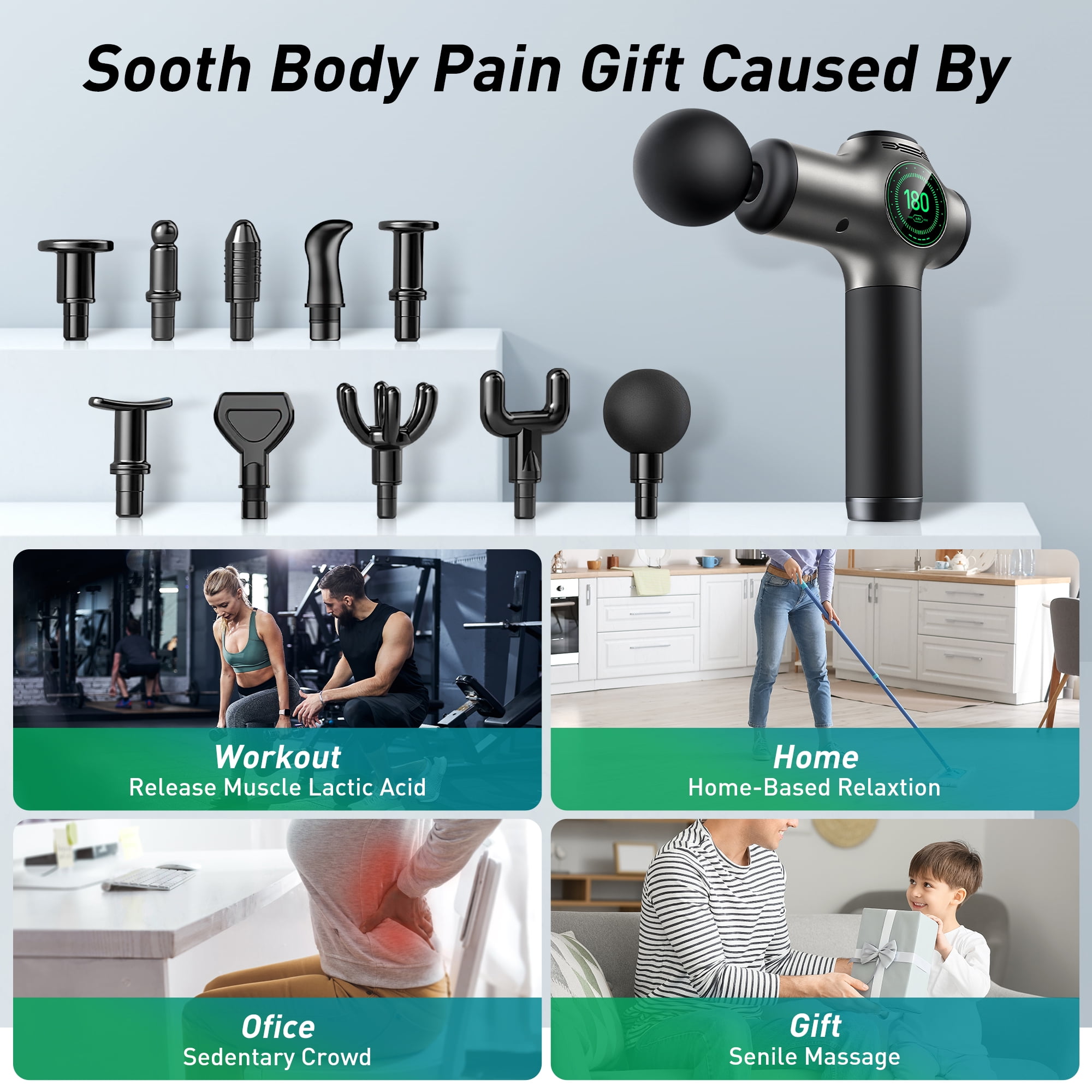 Cshidworld 99 Speed Massage Gun, Upgrade Deep Tissue Muscle Massage with 10 Massage Heads & Silent Brush Motor, Percussion Pain Relief Guns for Athletes, Treatment, Relax