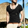 thumbnail image 2 of Men's Summer T-shirt, Cotton Slim Fit Athletic Bodybuilding T-Shirts Muscle Short Sleeve Large V Neck Tee Men Top, 2 of 6