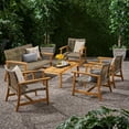 thumbnail image 3 of GDF Studio Levant Outdoor 5 Piece Wood and Wicker Loveseat Chat Set, Gray, 3 of 5