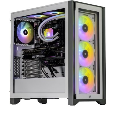 Velztorm Argentux Custom Built Gaming Desktop PC White (Intel i7-10700F 8-Core, 16GB RAM, 2x2TB PCIe SSD (4TB), NVIDIA GeForce GTX 1050Ti, Wifi, Bluetooth, 1xUSB 3.2, 1xUSB 3.0, 1xHDMI, Win 10 Pro)