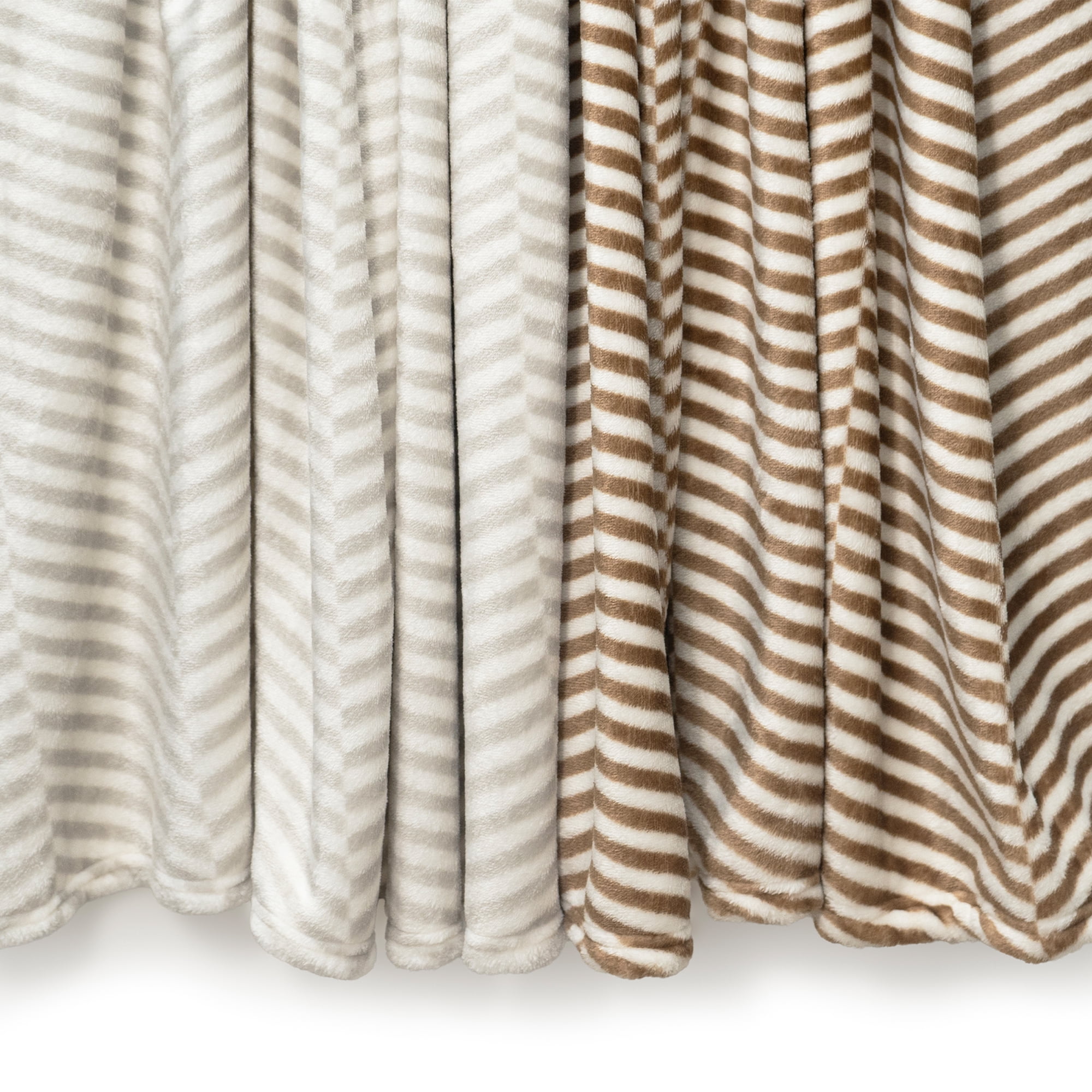 Americanflat 50x60 Fleece Throw Blanket - Classic Herringbone Pattern Design - Soft Throw For Couch And Bed - Cozy Comfort For Any Room - White