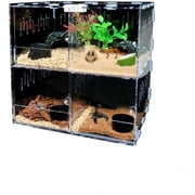Miumaeov 4 Grids Acrylic Lizard Crawling Pet Box Reptile Cage Clear Display Case