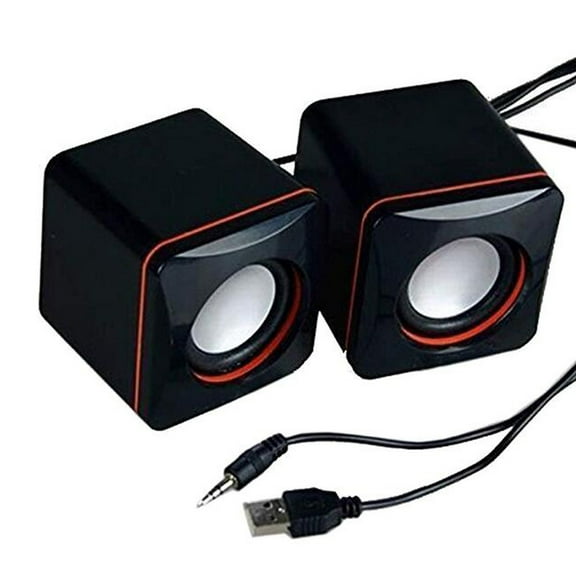 Portable USB Powered Computer Speakers, Mini Desktop Speaker with Bass Sound, 3.5mm Aux Wired Small Stereo Speakers for Laptop PC Phone (2.56x2.56x2.56 in)