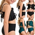 thumbnail image 2 of AJTQTH Cute Swimsuits for Teen Girls Bikini 2 Piece Swimsuit Ruffle Swim Suit Cutout Beach Swimwear Bathing Suits for Teens F-Black 5-6 Years, 2 of 8