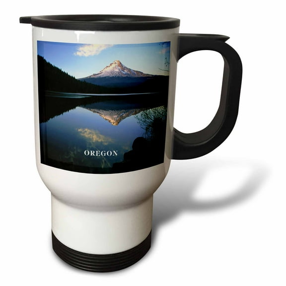 3dRose, Oregons Lake Trillum Reflecting Mt Hood, 14oz Stainless Steel Travel Mug