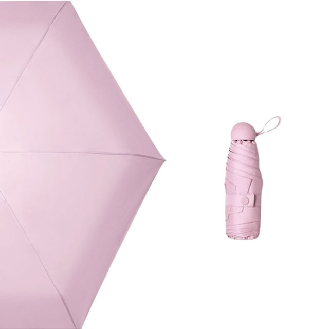 Parapluie Ultra-Léger Portable Mini Pliable pour Femmes – Design de Capsule Compact, Longueur Pliée de 10 Pouces, Tissu de Protection UV