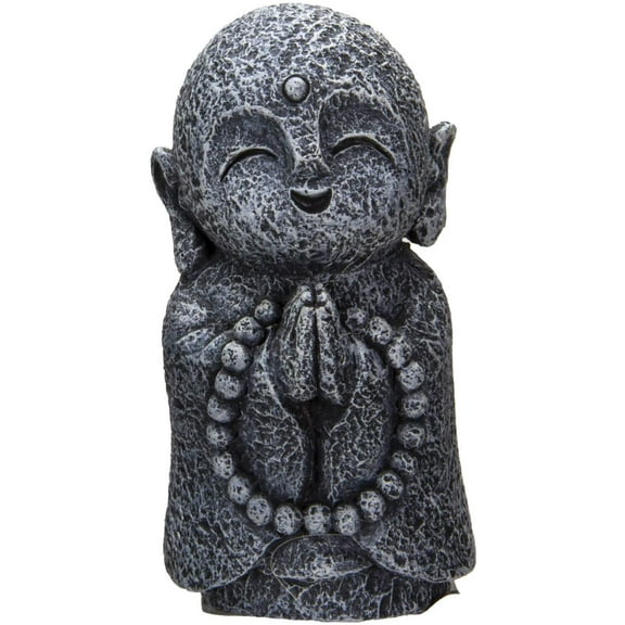 Feng Shui Zen Blissful Japanese Jizo Monk With Prayer Beads Mini Figurine 3"Tall