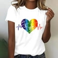 thumbnail image 2 of Dovford T Shirts Women Rainbows Heart Graphic Tees Shirts LGBT Shirts Casual Short Sleeve Tops, 2 of 6