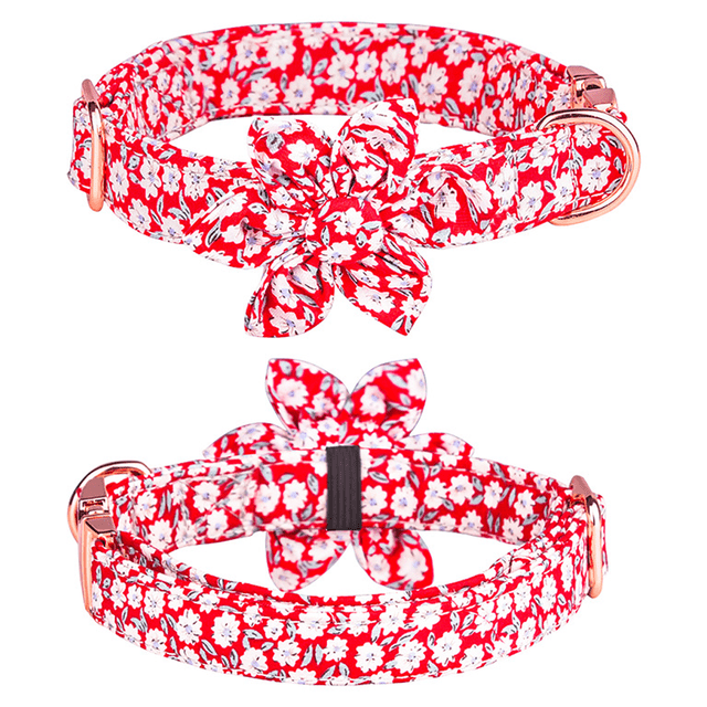 Collar para Perros para Niñas, Collar para perros para niñas, con lindas flores, hebilla de metal de seguridad ajustable y