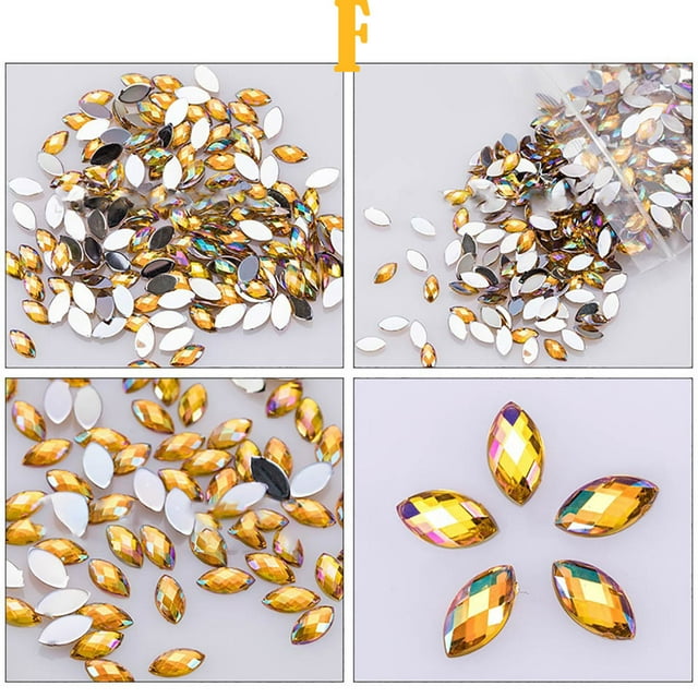 Xihbxyly 500 Piezas de Diamantes de Imitación con Purpurina y Forma de Ojo de Caballo para Decoración de Uñas, Pegamento Acrílico