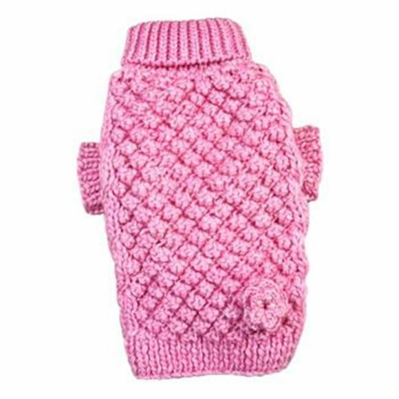 Klippo KSW103-L Pink Bobble Stitch Turtleneck Dog Sweater - Large