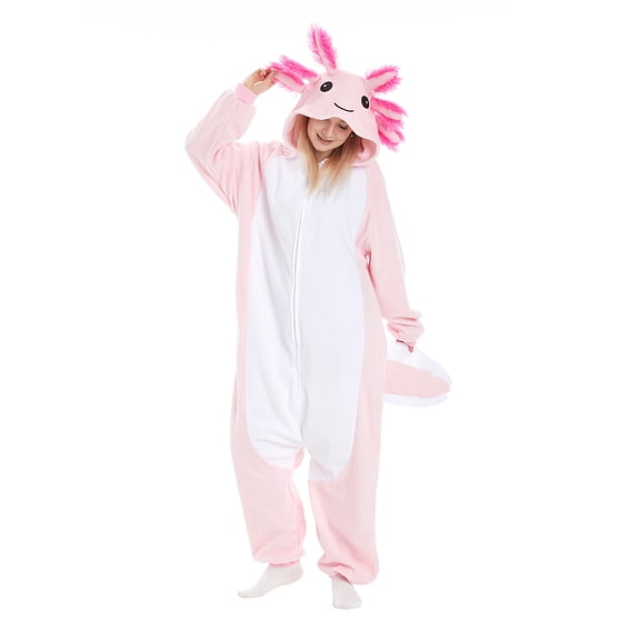 LEKWK Adult Onesie Pajamas Funny Cute Animal Onesie Fleece Hooded Jumpsuit Sleepwear Halloween Pajamas Loungewear Cosplay Party Fancy Dress
