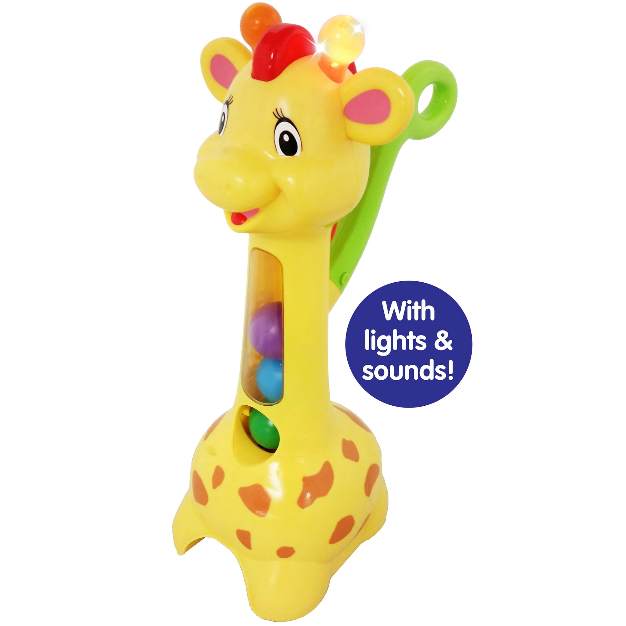 Kiddieland: Pick n' Pop Giraffe - Light & Sounds Interactive Toy Walker, Chasing Play, Blast & Collect Balls, Push & Pull Handle, Kids-Toddlers 18mo+