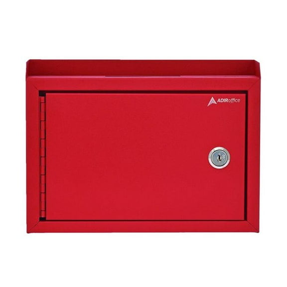 AdirOffice ALHI63102RED Medium Size Steel Multi-Purpose Secure Drop Box, 9.8 x 3.4 x 7.5 in., Red
