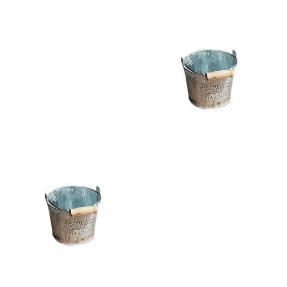 Yuarrent Flor Retro de Vintage con forma de barril de hierro para decoración del hogar, Cubo de planta suculenta, adornos para el hogar, balde de S 2piezas Yuarrent CBP076219