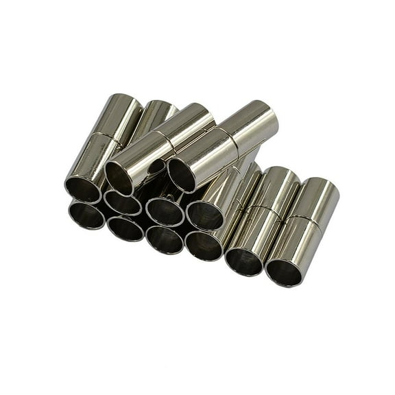 Yunhgft 12 Sets silver Filled 4mm Tube Barrel Magnetic Clasp Jewelry Making Findings 17 x 5 mm