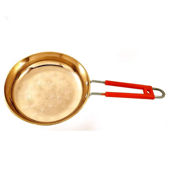 Golden Brass Frying Pan - Fry Pan 2 Liters | 100% Non-toxic Scratch Resistant | Strong & Long Lasting