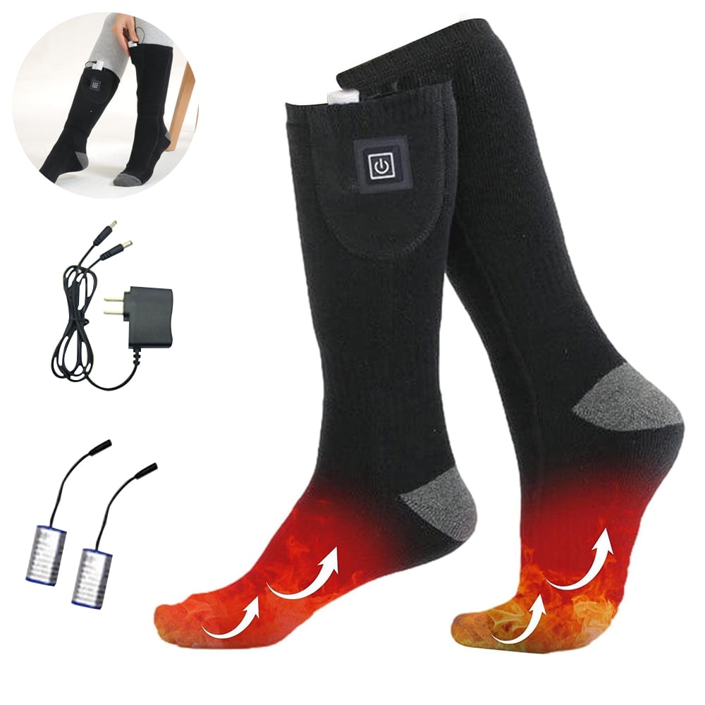 1pair Men Women Foot Warmer Adjustable Temperature Heated Socks Electric Thermal 