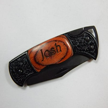 Personalized Engraved Keepsake Engraved FRONT & BACK Black Decor Folding Pocket Knive, Personalized Knife, Father of the Bride Gift, Wedding Gift, Keepsake ()