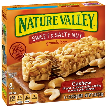 nature valley granola bars sweet and salty nut cashew 6 bars