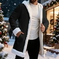 thumbnail image 4 of Men Christmas Long Cardigan Hooded Jackets Fleece Lined Santa Xmas Coat Open Front Hoodies Jacket with Pockets Black 4XL, 4 of 8