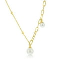 thumbnail image 1 of Beaux Bijoux Trendy Stylish Half Paperclip and Beaded Chain with Freshwater Pearl 16+2” Designer Necklace 14K Gold Plated Sterling Silver Jewelry for Women or Teens, 1 of 6