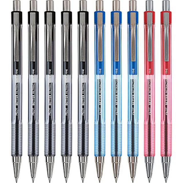 PILOT Better Ball Point Retractable Pens, Fine Point, Assorted Colors, 10 Count (16770)