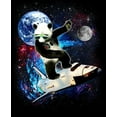 thumbnail image 2 of Panda Surfing through Space Boy's Black T-shirt-Medium, 2 of 4
