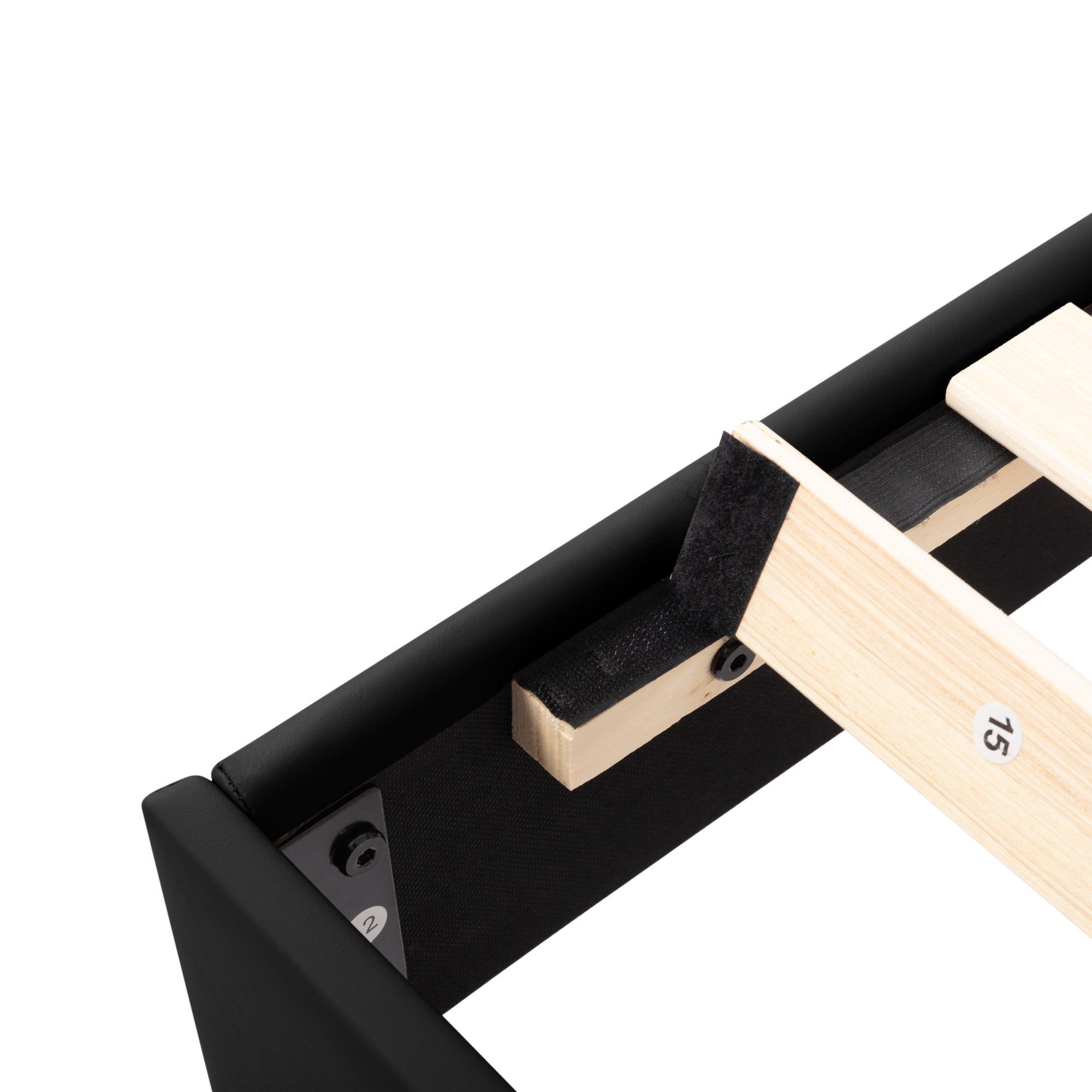 Gewnee Full Size Bed Frame,Upholstered Platform Bed Frame with PU Headboard,Wood Platform Bed,No Box Spring.Black