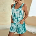 thumbnail image 2 of Brnmxoke Womens Rompers Jumpsuits Tie Dye Printed Casual Summer Outfits 2024 Shorts Overalls Jumpers with Pockets Loose Comfy Trendy Clothes Mint Green,S, 2 of 4
