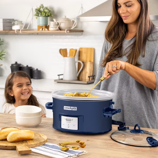 thumbnail image 6 of Crock-Pot 7qt Cook & Carry One Touch Programmable Slow Cooker Poseidon Blue: Locking Lid, Dishwasher-Safe Parts, 6 of 7