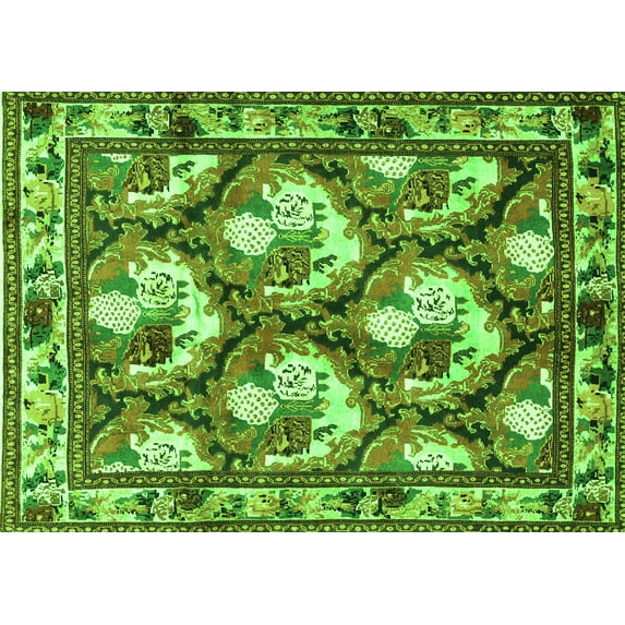 Ahgly Company Indoor Rectangle Persian Green Traditional Area Rugs, 6' x 9'