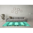 thumbnail image 3 of Ahgly Company Machine Washable Indoor Square Abstract Turquoise Blue Contemporary Area Rugs, 4' Square, 3 of 4