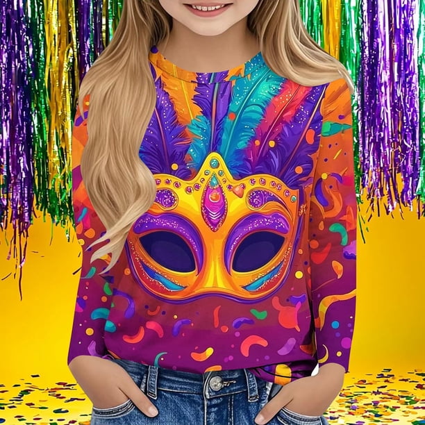 Blusas y camisas de manga larga con cuello redondo Camisas con estampados de manga larga Cuello redondo lindo Blusas casuales elegantes Ropa Camisas de cuello redondo Niña Top de poliéster