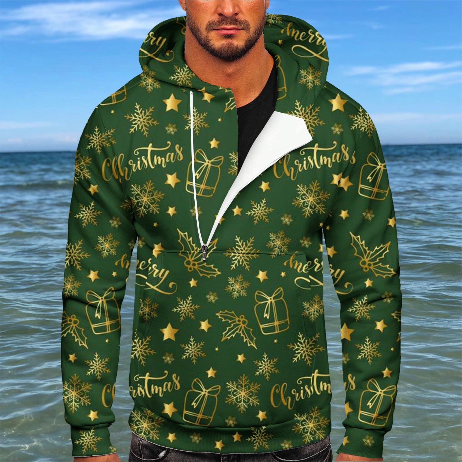 Tarmeek Men s Fashion Hoodie Sweatshirt Men Casual Christmas