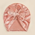 thumbnail image 2 of Xfvqtps Infant Turban Hat Bowknot Velvet Cute Kawaii Solid Color Stretch Comfortable Warm Windproof Coldproof Fall Soft Skull Cap Pink, 2 of 2