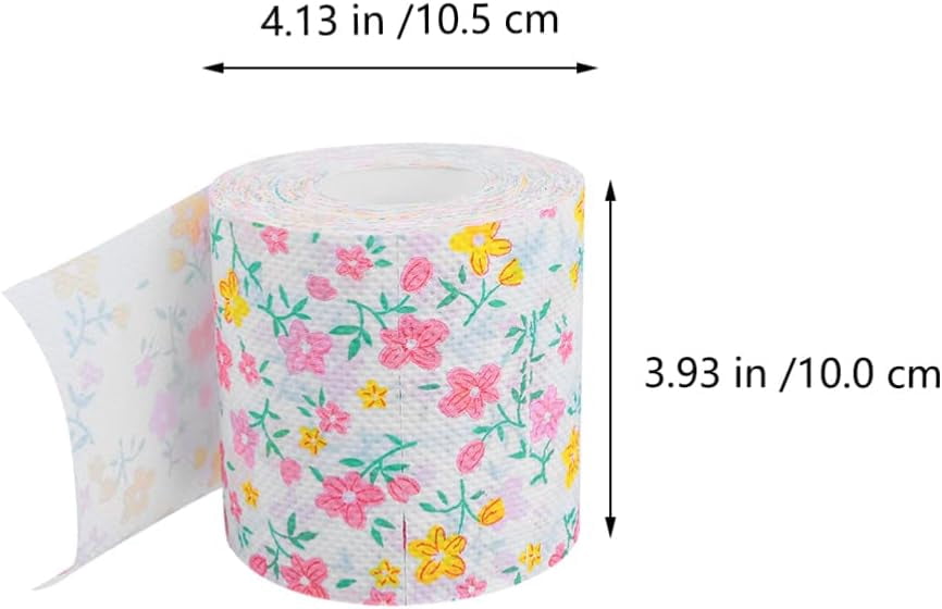 Floral Party Toilet Tissue, 2 Rolls - Novelty Flower Fake Money Toilet Paper for Home, Office, Restaurant, Hotel, Travel