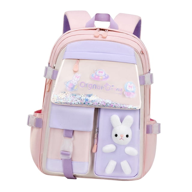 Mochila para niños con múltiples bolsillos, bolsos de mochila, correa de hombro ajustable duradera Rosa