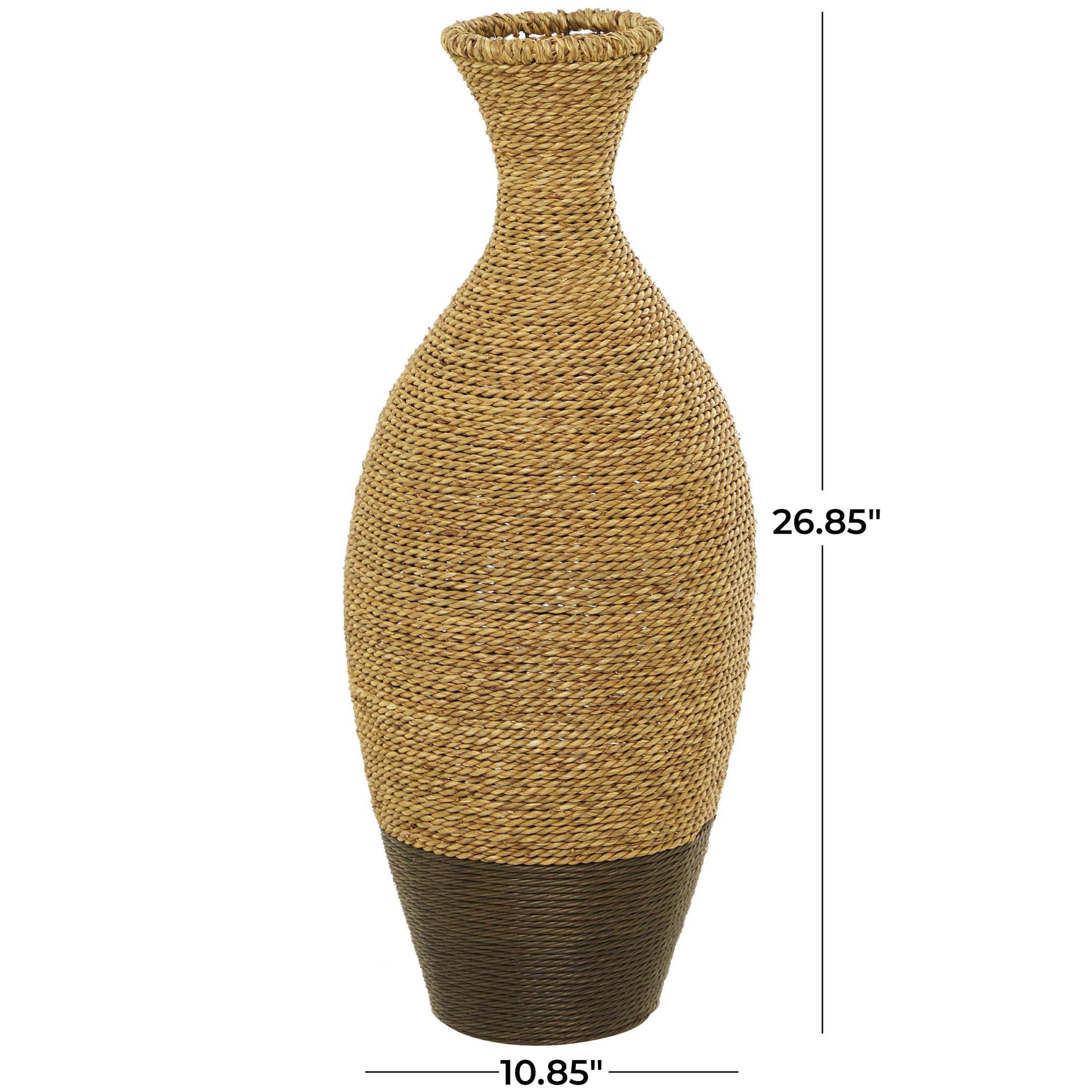 DecMode 27" Handmade Tall Woven Floor Brown Seagrass Vase